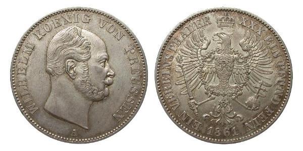 1 Талер Королівство Пруссія (1701-1918) Срібло Wilhelm I, German Emperor (1797-1888)