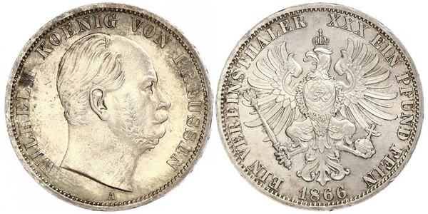1 Талер Королівство Пруссія (1701-1918) Срібло Wilhelm I, German Emperor (1797-1888)
