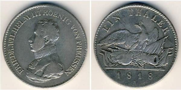 1 Талер Королівство Пруссія (1701-1918) Срібло Фрідрих Вільгельм III, король Пруссії  (1770 -1840)