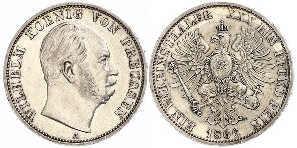 1 Талер Королівство Пруссія (1701-1918) Срібло Wilhelm I, German Emperor (1797-1888)