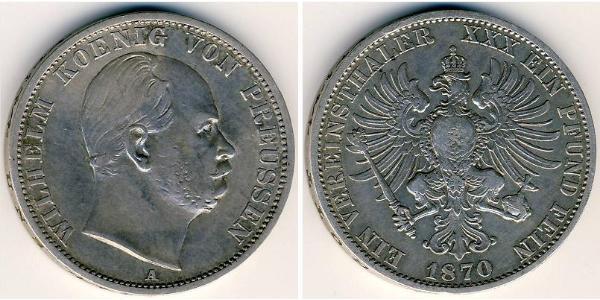 1 Талер Королівство Пруссія (1701-1918) Срібло Wilhelm I, German Emperor (1797-1888)