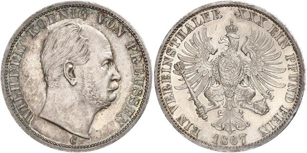 1 Талер Королівство Пруссія (1701-1918) Срібло Wilhelm I, German Emperor (1797-1888)