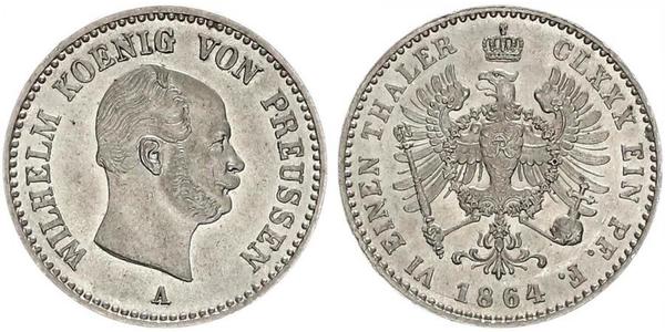 1 Талер Королівство Пруссія (1701-1918) Срібло Wilhelm I, German Emperor (1797-1888)