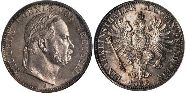 1 Талер Королівство Пруссія (1701-1918) Срібло Wilhelm I, German Emperor (1797-1888)