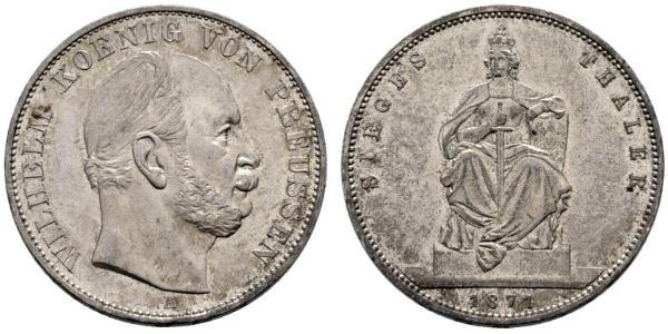 1 Талер Королівство Пруссія (1701-1918) Срібло Wilhelm I, German Emperor (1797-1888)