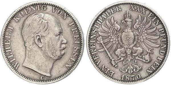1 Талер Королівство Пруссія (1701-1918) Срібло Wilhelm I, German Emperor (1797-1888)