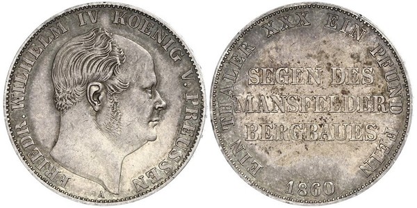 1 Талер Королівство Пруссія (1701-1918) Срібло Фрідріх Вільгельм IV (1795 - 1861)