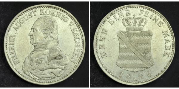 1 Талер Королівство Саксонія (1806 - 1918) Срібло Фрідріх Август І Саксонський