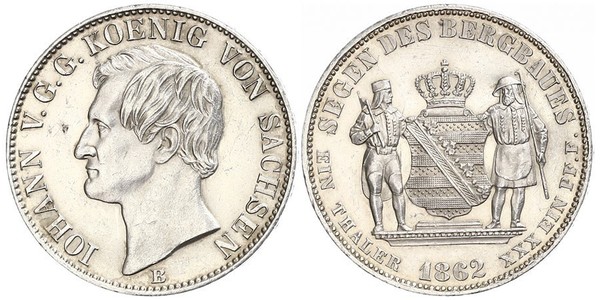 1 Талер Королівство Саксонія (1806 - 1918) Срібло John of Saxony