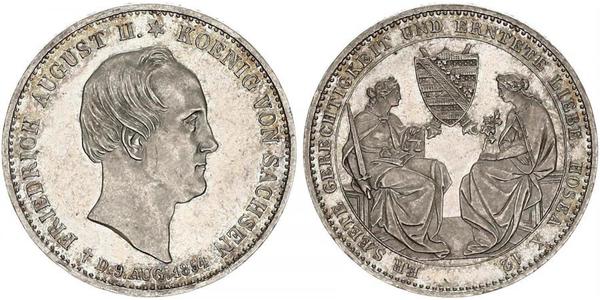 1 Талер Королівство Саксонія (1806 - 1918) Срібло Фрідріх Август II (король Саксонії)