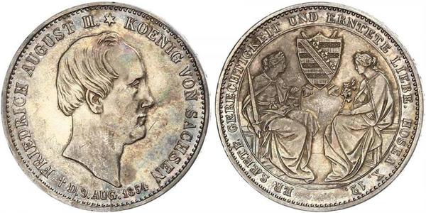 1 Талер Королівство Саксонія (1806 - 1918) Срібло Фрідріх Август II (король Саксонії)
