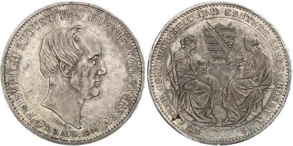 1 Талер Королівство Саксонія (1806 - 1918) Срібло Фрідріх Август II (король Саксонії)