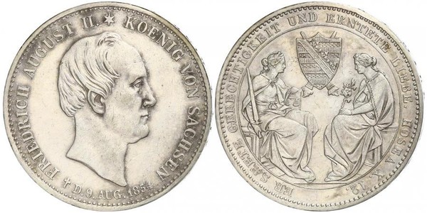 1 Талер Королівство Саксонія (1806 - 1918) Срібло Фрідріх Август II (король Саксонії)