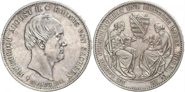 1 Талер Королівство Саксонія (1806 - 1918) Срібло Фрідріх Август II (король Саксонії)
