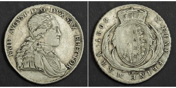 1 Талер Саксонія (курфюрство) (1356 - 1806) Срібло Фрідріх Август І Саксонський