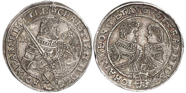 1 Талер Саксонія (курфюрство) (1356 - 1806) Срібло Крістіан II (курфюрст Саксонії)