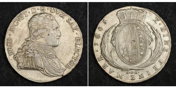 1 Талер Саксонія (курфюрство) (1356 - 1806) Срібло Фрідріх Август І Саксонський