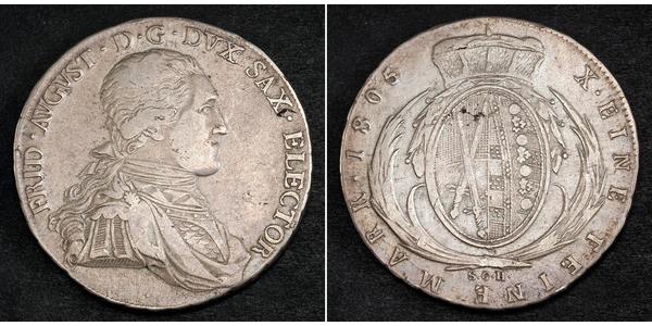 1 Талер Саксонія (курфюрство) (1356 - 1806) Срібло Фрідріх Август І Саксонський