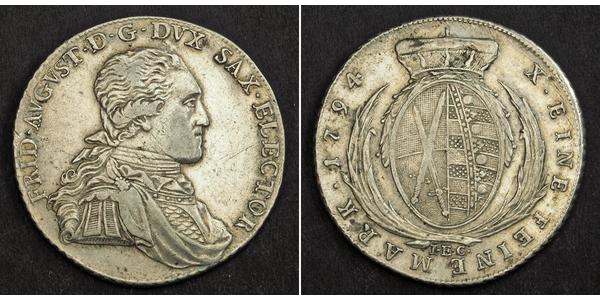 1 Талер Саксонія (курфюрство) (1356 - 1806) Срібло Фрідріх Август І Саксонський