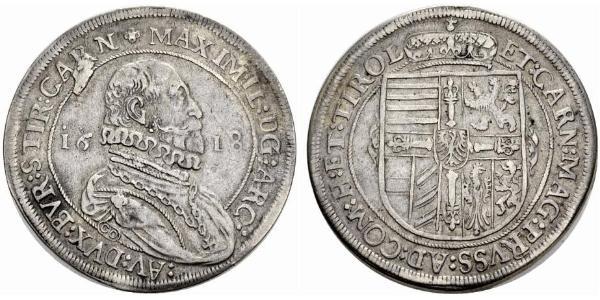 1 Талер Священна Римська імперія (962-1806) Срібло Maximilian III, Archduke of Austria (1558 – 1618)
