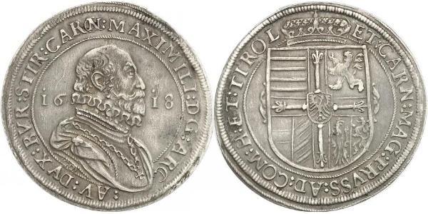 1 Талер Священна Римська імперія (962-1806) Срібло Maximilian III, Archduke of Austria (1558 – 1618)