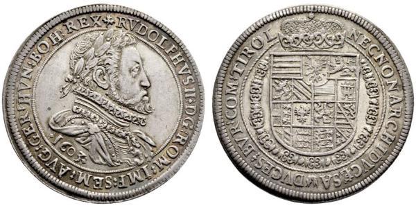 1 Талер Священна Римська імперія (962-1806) Срібло Рудольф II (1552 - 1612)