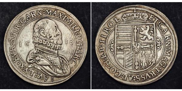 1 Талер Священна Римська імперія (962-1806) Срібло Maximilian III, Archduke of Austria (1558 – 1618)