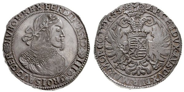 1 Талер Священна Римська імперія (962-1806) Срібло Ferdinand III, Holy Roman Emperor (1608-1657)