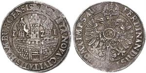 1 Талер / 32 Шиллинг Гамбург Серебро Ferdinand II, Holy Roman Emperor  (1578 -1637)