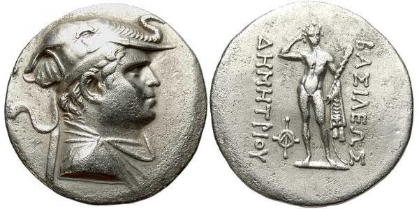 1 Тетрадрахма Греко-бактрійске королівство (256BC-125BC) Срібло Demetrius I (? - 180 BC)