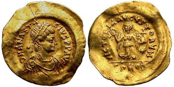 1 Тремиссис Византийская империя (330-1453) Золото Анастасий I (430-518)