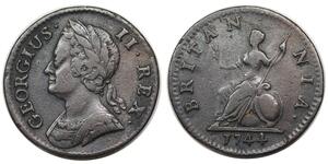 1 Фартинг Королевство Великобритания (1707-1801) Медь Георг II (1683-1760)