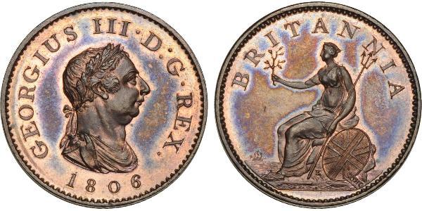 1 Фартинг Соединённое королевство Великобритании и Ирландии (1801-1922) Медь Георг III (1738-1820)