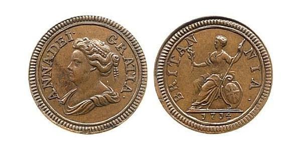 1 Фартінг Королівство Великобританія (1707-1801) Мідь Анна Стюарт(1665-1714)
