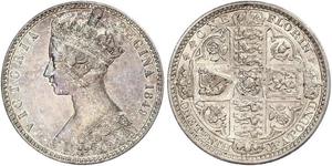 1 Флорин Соединённое королевство Великобритании и Ирландии (1801-1922) Серебро Виктория (1819 - 1901)