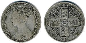 1 Флорин Соединённое королевство Великобритании и Ирландии (1801-1922) Серебро Виктория (1819 - 1901)