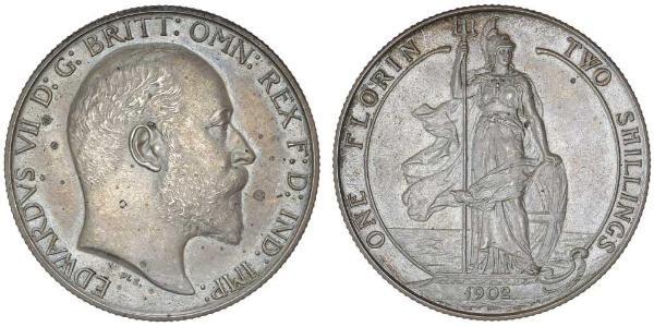 1 Флорин Соединённое королевство Великобритании и Ирландии (1801-1922) Серебро Эдуард VII (1841-1910)