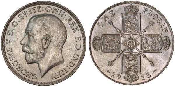 1 Флорин Соединённое королевство Великобритании и Ирландии (1801-1922) Серебро Георг V (1865-1936)