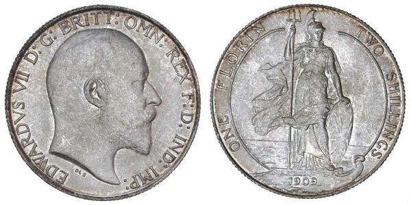1 Флорин Соединённое королевство Великобритании и Ирландии (1801-1922) Серебро Эдуард VII (1841-1910)