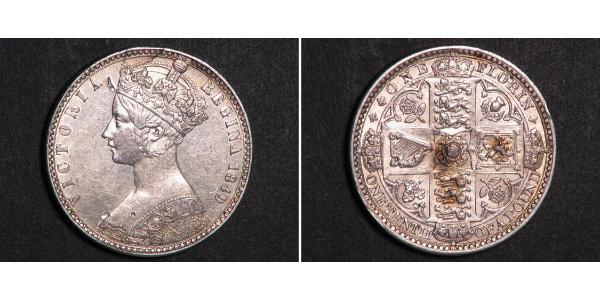 1 Флорин Соединённое королевство Великобритании и Ирландии (1801-1922) Серебро Виктория (1819 - 1901)