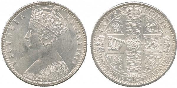 1 Флорин Соединённое королевство Великобритании и Ирландии (1801-1922) Серебро Виктория (1819 - 1901)