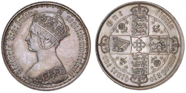 1 Флорин Соединённое королевство Великобритании и Ирландии (1801-1922) Серебро Виктория (1819 - 1901)