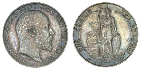 1 Флорин Соединённое королевство Великобритании и Ирландии (1801-1922) Серебро Эдуард VII (1841-1910)