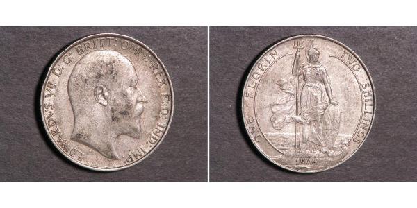 1 Флорин Соединённое королевство Великобритании и Ирландии (1801-1922) Серебро Эдуард VII (1841-1910)