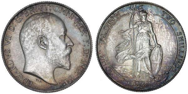 1 Флорин Соединённое королевство Великобритании и Ирландии (1801-1922) Серебро Эдуард VII (1841-1910)