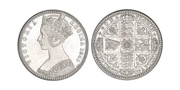 1 Флорин Соединённое королевство Великобритании и Ирландии (1801-1922) Серебро Виктория (1819 - 1901)