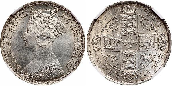 1 Флорин Соединённое королевство Великобритании и Ирландии (1801-1922) Серебро Виктория (1819 - 1901)