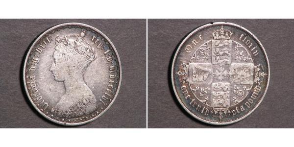 1 Флорин Соединённое королевство Великобритании и Ирландии (1801-1922) Серебро Виктория (1819 - 1901)