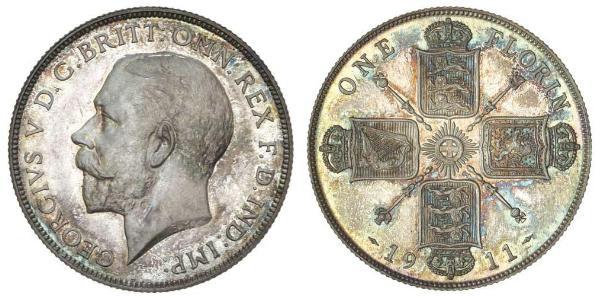 1 Флорин Соединённое королевство Великобритании и Ирландии (1801-1922) Серебро Георг V (1865-1936)