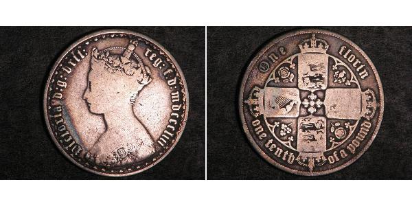 1 Флорин Соединённое королевство Великобритании и Ирландии (1801-1922) Серебро Виктория (1819 - 1901)
